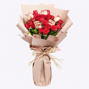 5 Cappuccino and Red Roses Bouquet